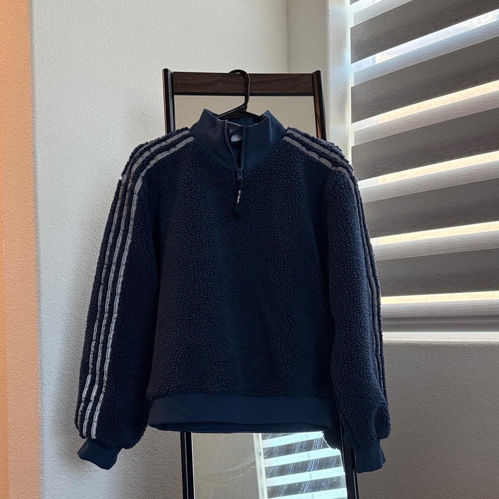 adidas Originals Navy Zip-Up Sweater with Stripes